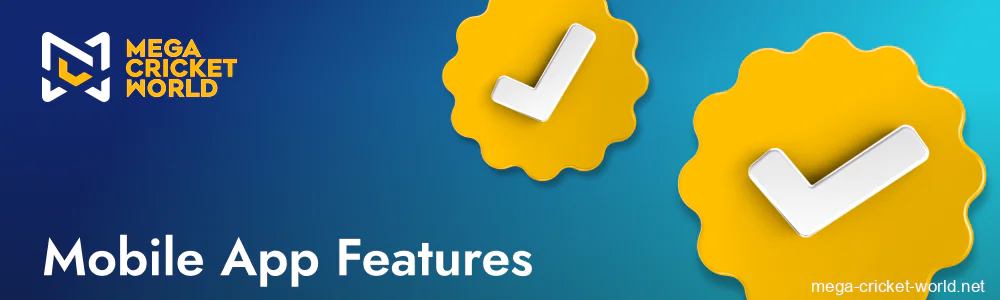 Mega Cricket World mobile app features breakdown