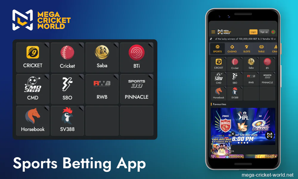Mega Cricket World sports betting app features